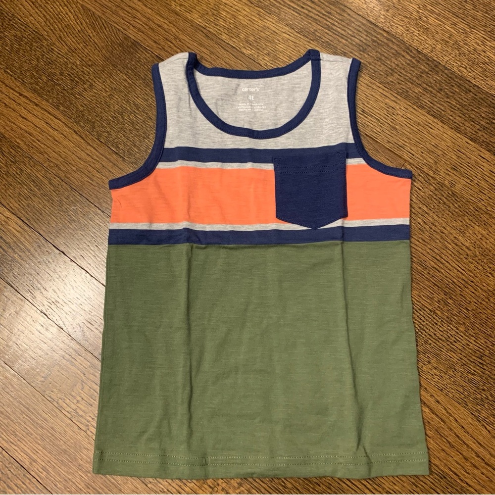 Carter’s Colorblock Pocket Tank (Olive/Gray/Coral) Size 4T
